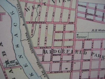 1891 Beers Hudson River Map BERGEN COUNTY NJ MANHATTAN  