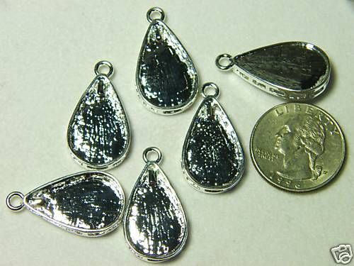 SILVER PLATE TEARDROPS 30x16mm with LOOP  