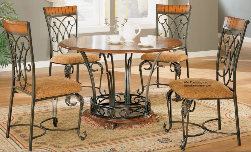 Modern Espresso Bar Height Dining Set Table Chair 7675  