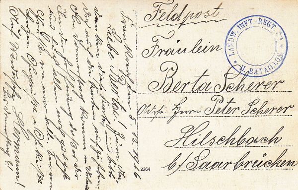 1916 GERMAN ARMY FELDPOST POSTCARD WW1 DAMAGED VILLAGE  