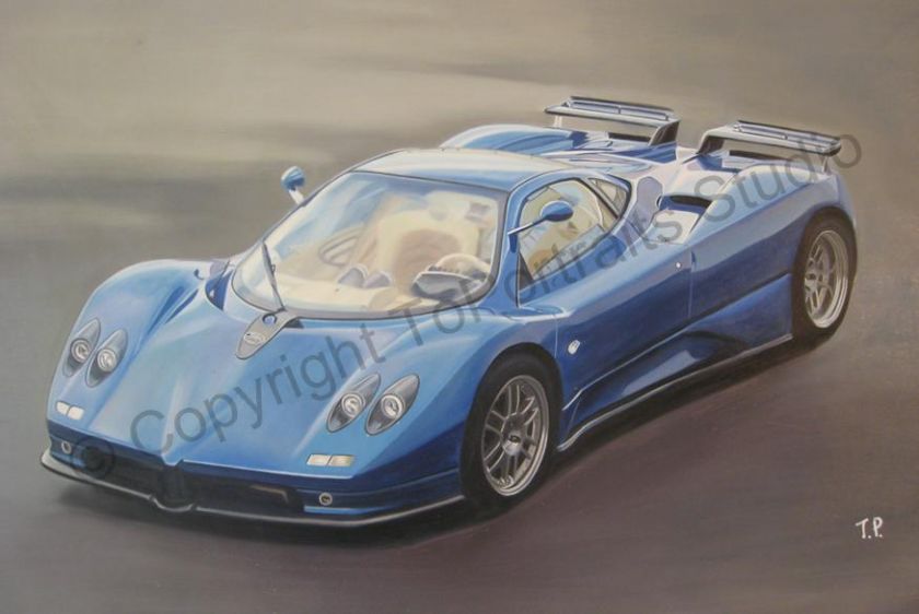 Pagani Zonda c12 Supercar Original Canvas Oil Painting  