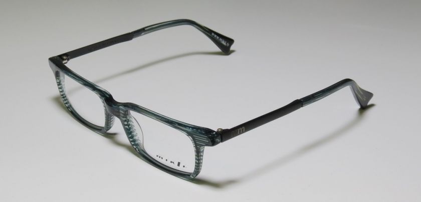 NEW ALAIN MIKLI 122 GREEN/BLACK PLASTIC/METAL WAYFARER EYEGLASSES 