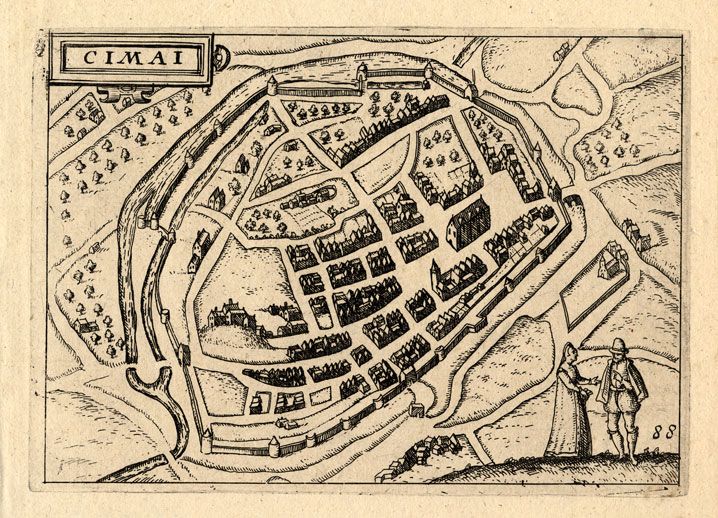 Antique Map CHIMAY BELGIUM Guicciardini 1613  