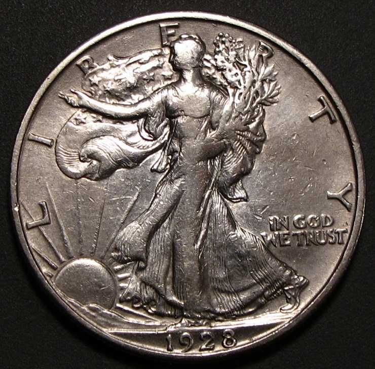 1928 S WALKING LIBERTY HALF CHOICE XF+  