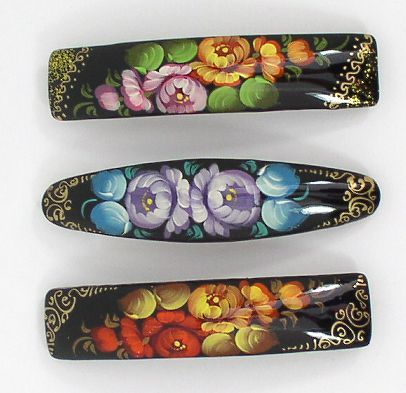 Lacquer Barrette Hair Clips #0791 HANDPAINTED  