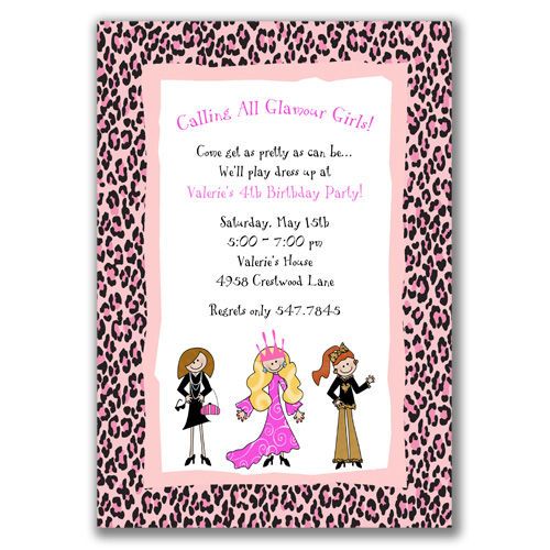 Diva Girls Invitations Birthday Party Glamour Dress Up  