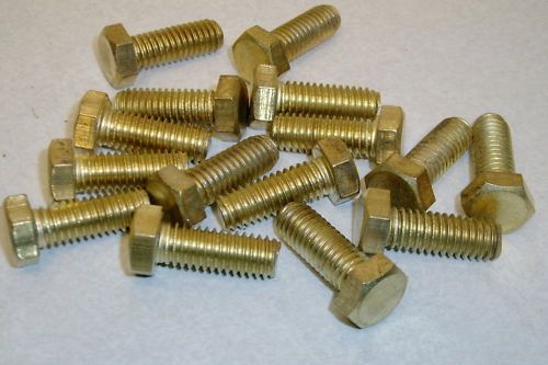 BRASS HEX BOLT 3/8 16 X 1, SHINEY NEW, LOT OF 15  