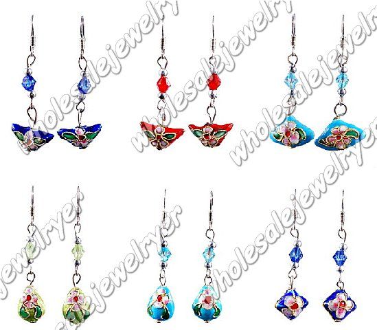 New style36pair cloisonne&crystal 45cm dangle Earring  