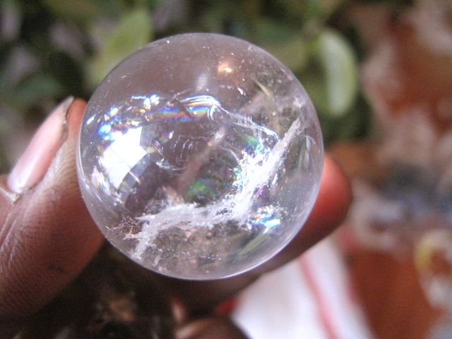 RAINBOW 45g NATURAL CLEAR QUARTZ CRYSTAL SPHERE BALL HEALING  