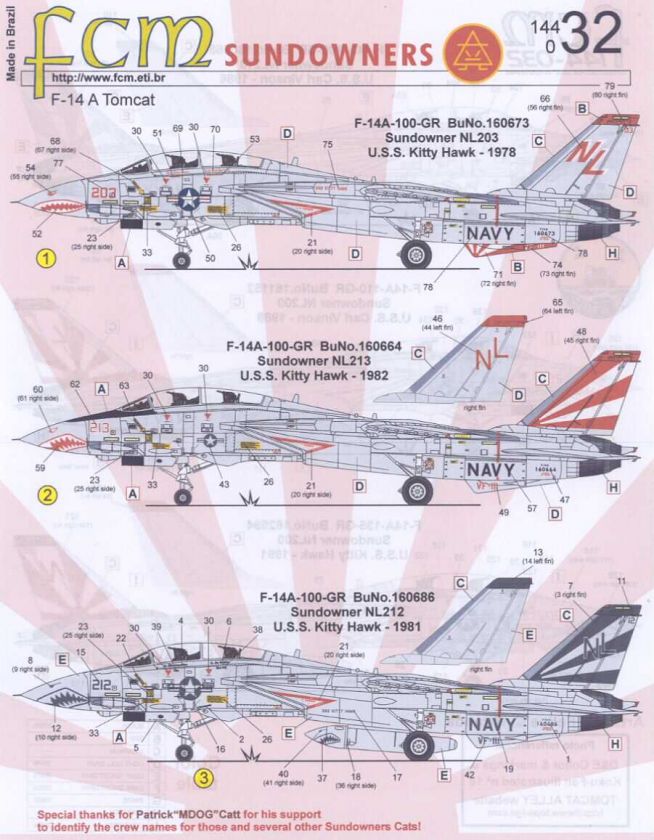 FCM Decals 1/144 GRUMMAN F 14A TOMCAT VF 111 SUNDOWNERS  