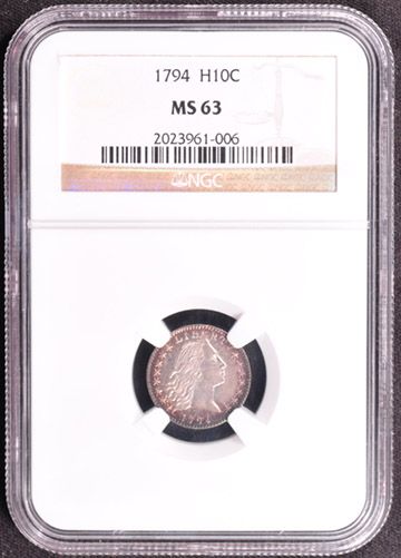 1794 FLOWING HAIR H10C NGC MS 63  