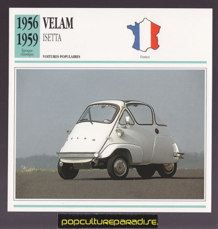 1956 1959 VELAM ISETTA BMW Micro Car SPEC PHOTO CARD  