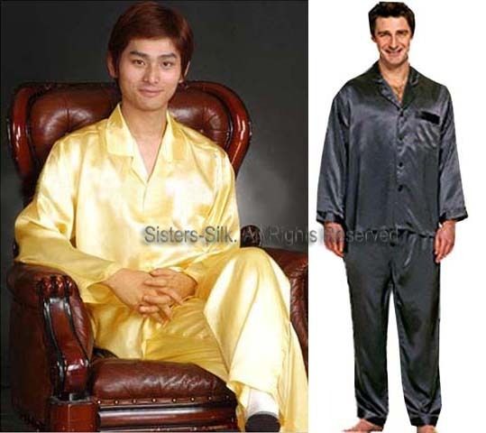 Mens 19M/M Silk Pajamas Set/Sleepwea XL~XXL #AS210H  