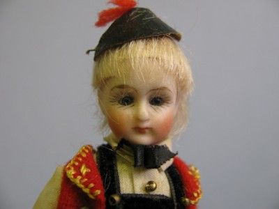   Neck ALL BISQUE PAIR Glass Eyes 1890 SWISS BOY & GIRL All Original BOX