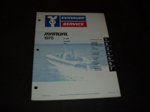 1978 2 hp Evinrude Outboard Repair Manual Johnson 2hp  