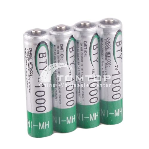 Rechargeable AAA 1000mAh 1.2V NI MH NIMH Battery  