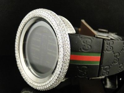 MENS WHITE BEZEL i GUCCI YAH 114 DIGITAL 2 TIMEZONE VS DIAMOND WATCH 