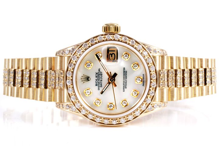 Rolex   Yellow Gold   President   6900   Pearl Diamond Dial   Bezel 