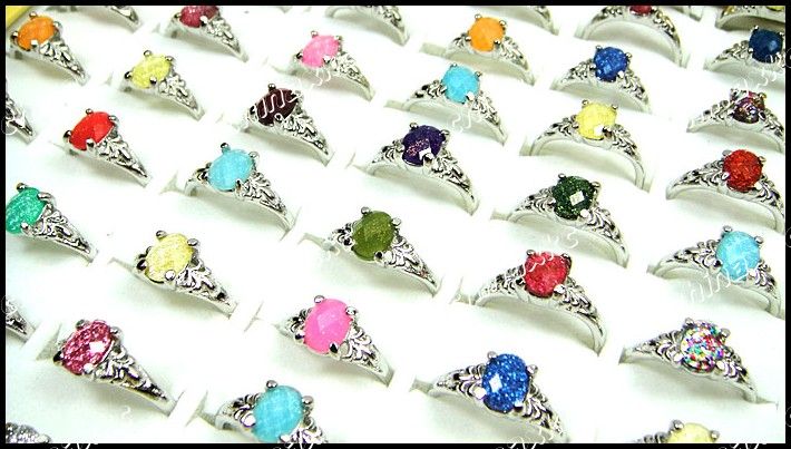 wholesale jewelry lots 50pcs Multicolored Acrylic Silver P Fashion 