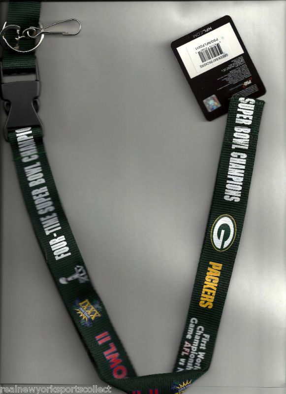 GREEN BAY PACKERS 4 TIME SUPER BOWL CHAMPS LANYARD XLV  