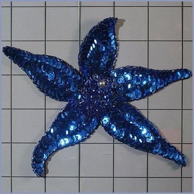 SEQUIN BEADED 6 INCH STARFISH APPLIQUE 2130  