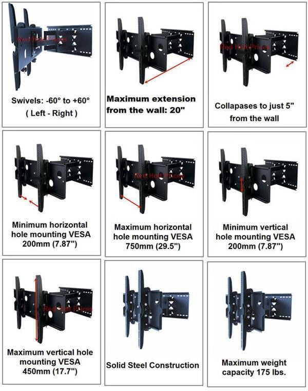 Cantilever Swivel Wall Mount for Sony LED XBR 46HX909  