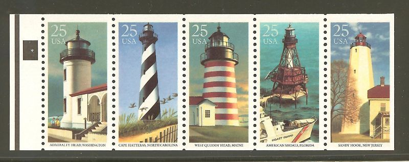 US Scott # 2470 74 Lighthouses 2474a Unfolded Pane PL#4  