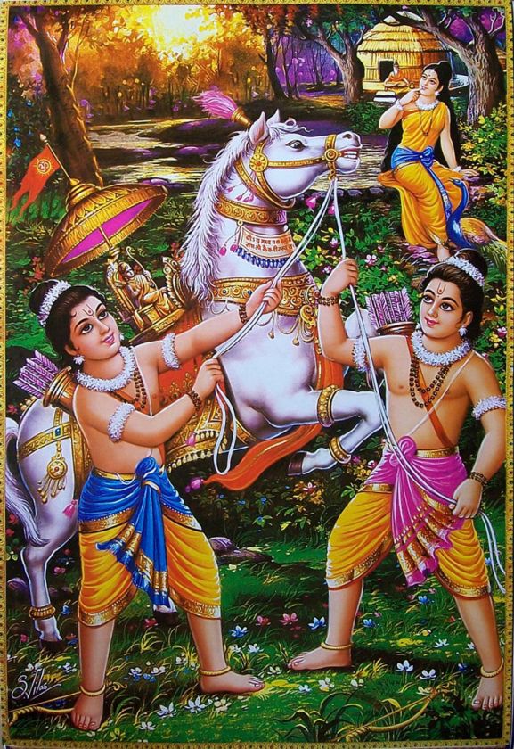   Lav Kush Stops Ramas Horse   Ramayana POSTER   21x31 (#LK)  