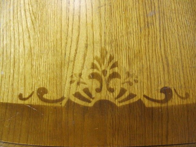 Antique Small Oak Table w 4 Chairs Stenciled Pattern  