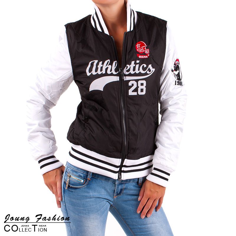 DAMEN COLLEGE JACKE wattiert LETTERMAN JACKET WOMEN BASEBALL 2 TONE 