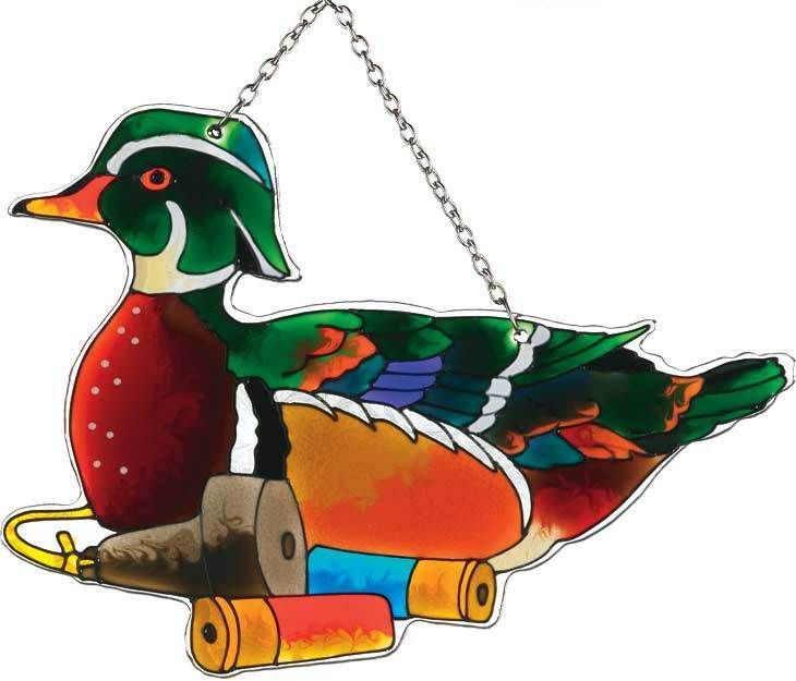 Stained Glass Water Cut Fired WOOD DUCK Suncatcher  