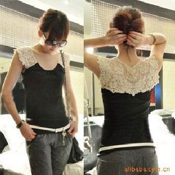 New Women/Girls lace shoulder tank top/Sleeveless Tshirt/vest  