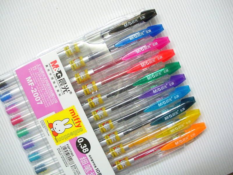 3SET M&G Miffy MF 2007 0.38mm roller ball pen 10 colour  