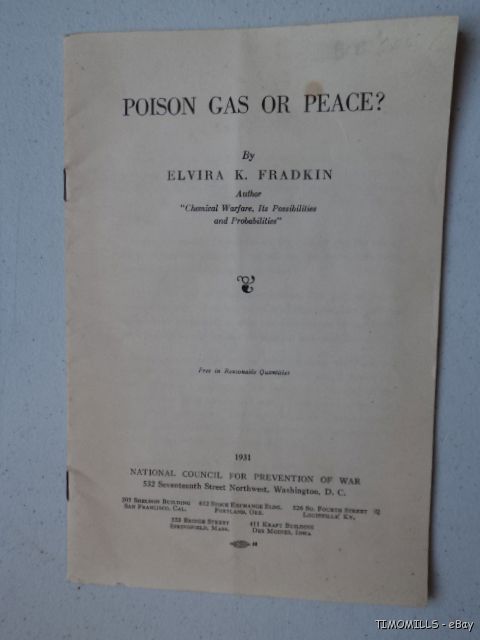 1931 Poison Gas or Peace WMD War Prevention Pamphlet  