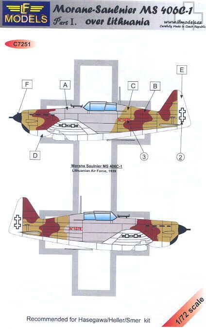 LF Models Decals 1/72 MORANE SAULNIER MS 406 LITHUANIA  