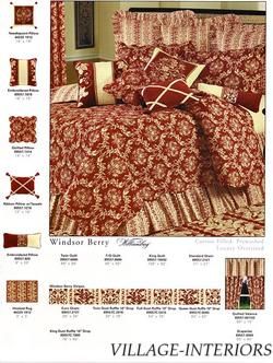 ENGLISH WINDSOR BERRY RED IVORY TOILE QUILTED SHAM  