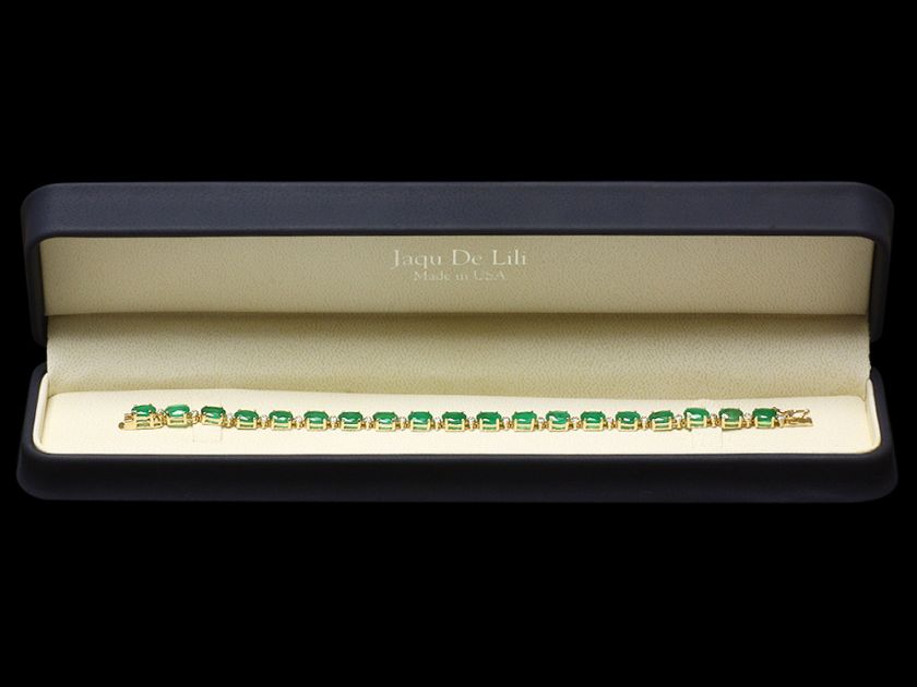 15830 CERTIFIED 14K YELLOW GOLD 13CT EMERALD 0.85CT DIAMOND BRACELET 