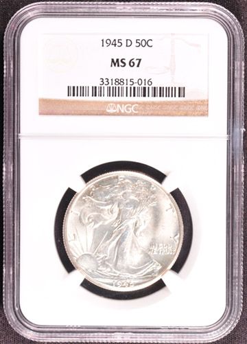 1945 D WALKING LIBERTY 50C NGC MS 67  