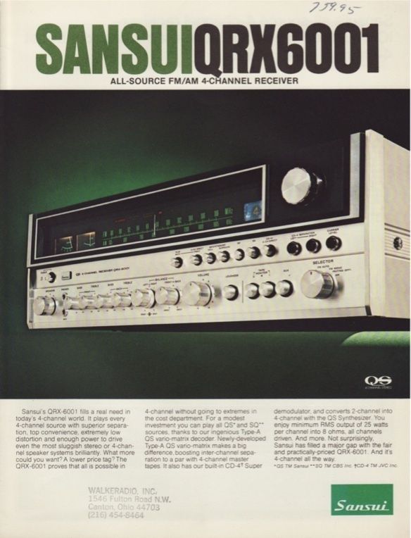 Sansui QRX 6001 Quad Receiver Brochure  