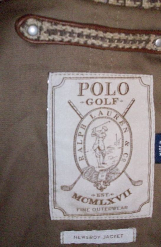 NWT POLO GOLF RALPH LAUREN NEWSBOY JACKET COTTON SILK TAN BROWN PLAID 