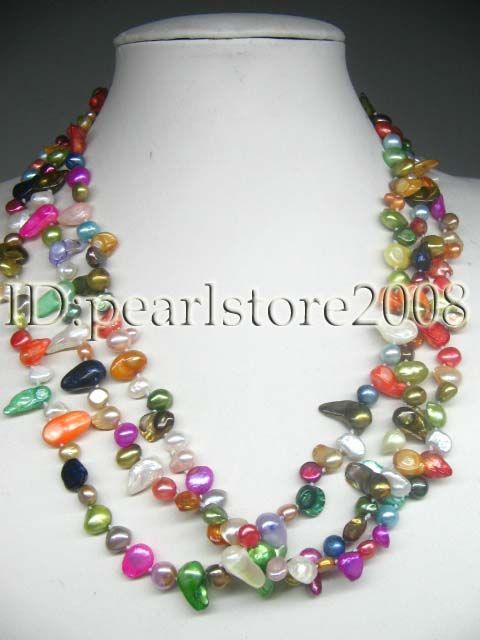 wholesale 4 strands 60 mix freshwater pearl necklace  