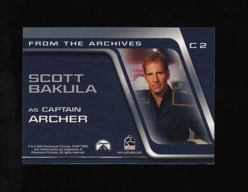   Enterprise Costume Card C2 Captain Archer Scott Bakula Insert  
