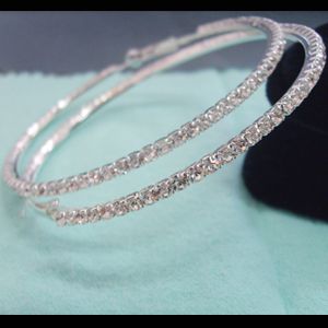 HUGE BIG 75mm Sterling Silver Round CZ Hoop Earrings 10  