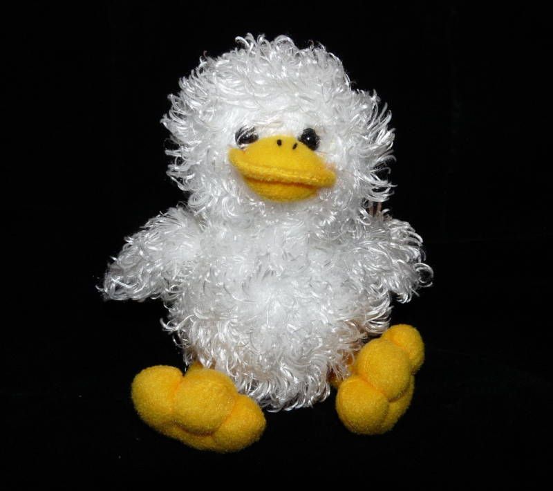 WHITE DUCK PLUSH STUFFD ANIMAL FLOPPY & FUZZY 9.5  