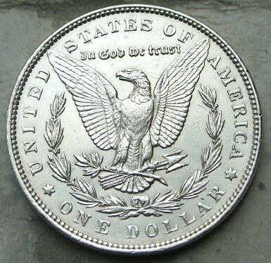   morgan dollar strong above average details lustrous white surfaces