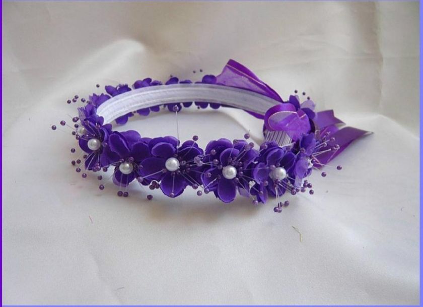 NEW PURPLE HEADBAND / HEADPIECE FOR FLOWER GIRL DRESS  