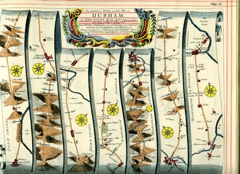 OGILBY Map Whitby Scarborough York Tynemouth # 99  