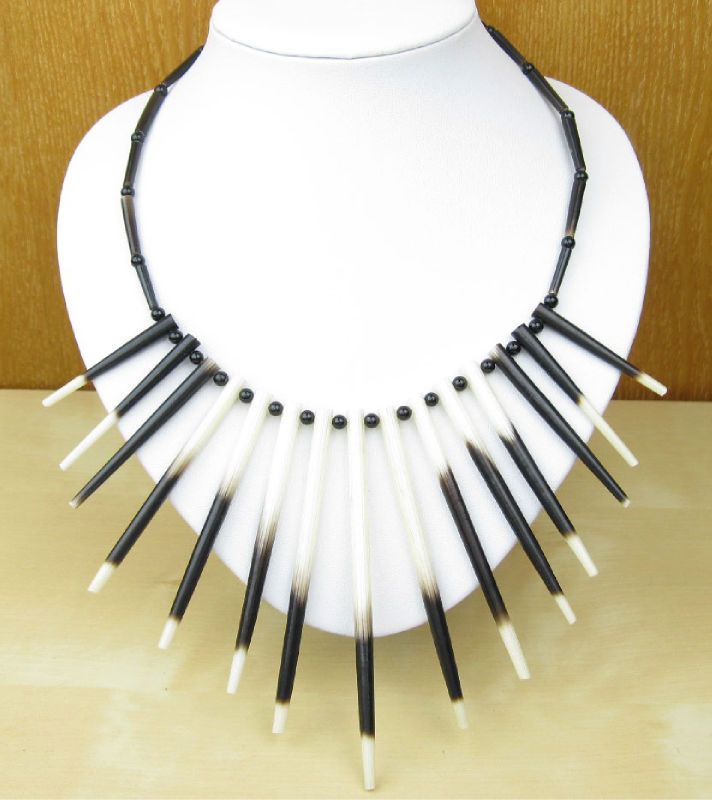 HANDMADE STUNNING NECKLACE PORCUPINE QUILLS PEN PRIMITIVE TATTOO 