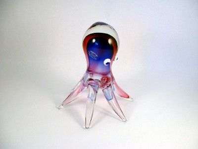 HAND MADE SOMMERSO OCTOPUS BLOWN GLASS ART SCULPTURE  