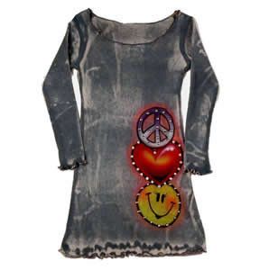 LN Penelope Wildberry Airbrush Ribbed Knit Peace Love Smile Dress 10